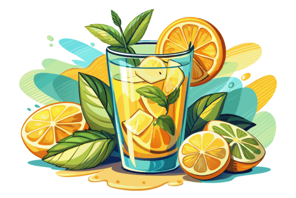 Download Summer Cocktail with Lemon Mint Clipart - Cocktail Collection