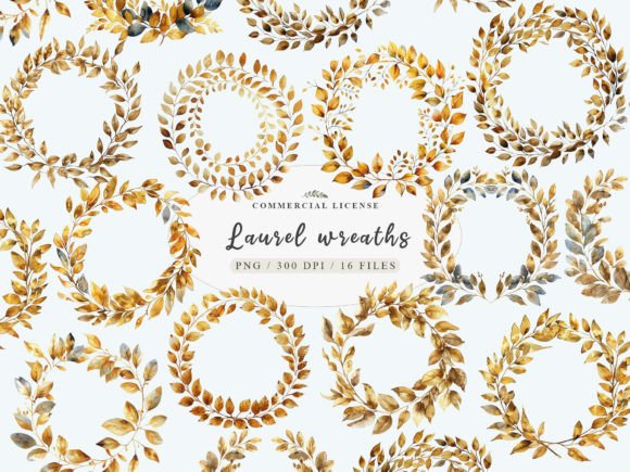 Download Laurel Wreath Clipart, Gold Leaves Png - Premium Resources