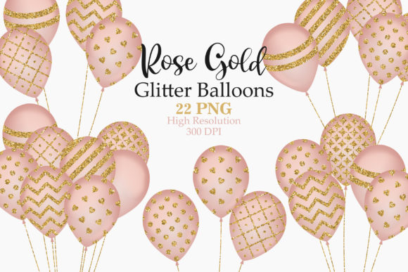 Download Rose Gold Glitter Balloons Clip Art - Balloons Collection