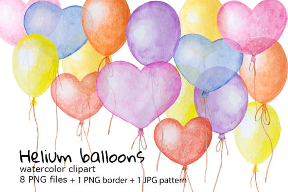 Download Helium Balloons Watercolor Clipart - Balloons Collection
