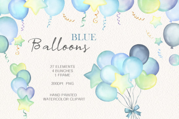 Download Watercolor Blue Balloons Party Clipart - Balloons Collection