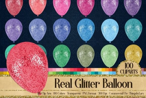 Download Real Glitter Balloons Party Cliparts - Balloons Collection