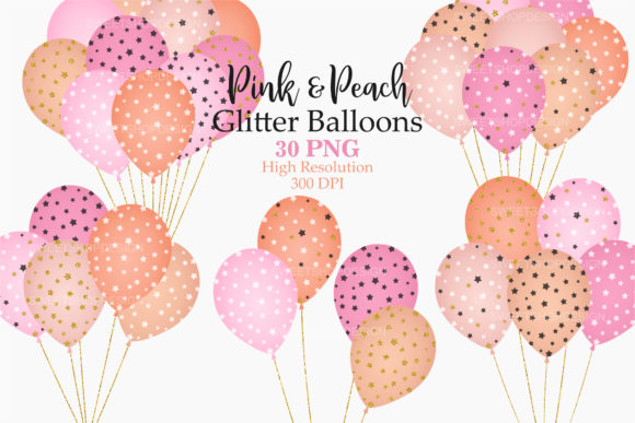 Download Pink &amp; Peach Glitter Balloons Clip Art - Balloons Collection