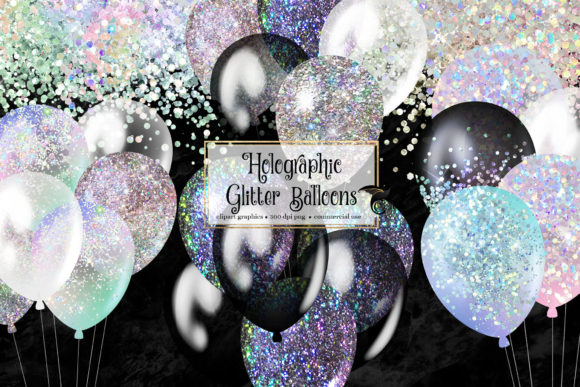 Download Holographic Glitter Balloons Clipart - Balloons Collection