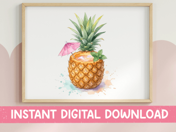 Download Watercolor Pineapple Cocktail Drink Art - Cocktail Collection
