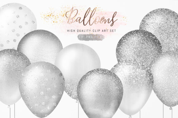Download Silver Glitter Sparkle Balloons Clipart - Balloons Collection