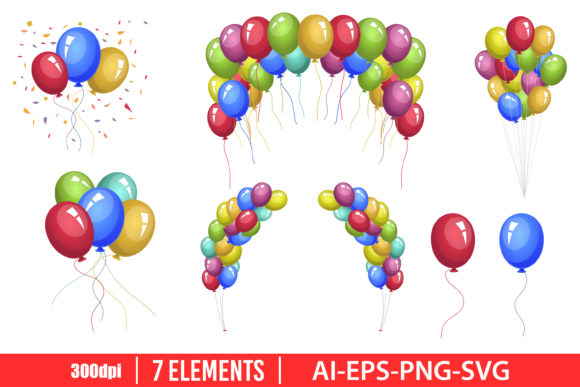 Download Colored Balloons Clipart Vector Design - Balloons Collection
