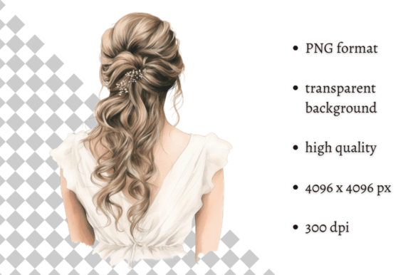 Download Watercolor Wedding Hairstyle Clipart - Wedding hairstyle Collection