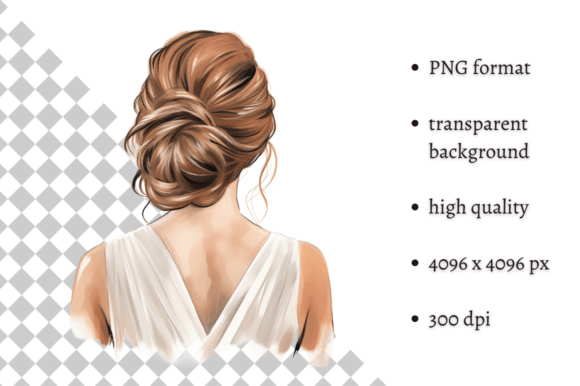 Download Watercolor Wedding Hairstyle Clipart - Wedding hairstyle Collection