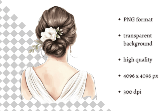 Download Watercolor Wedding Hairstyle Clipart - Wedding hairstyle Collection
