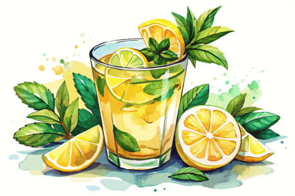 Download Summer Cocktail with Lemon Mint Clipart - Cocktail Collection