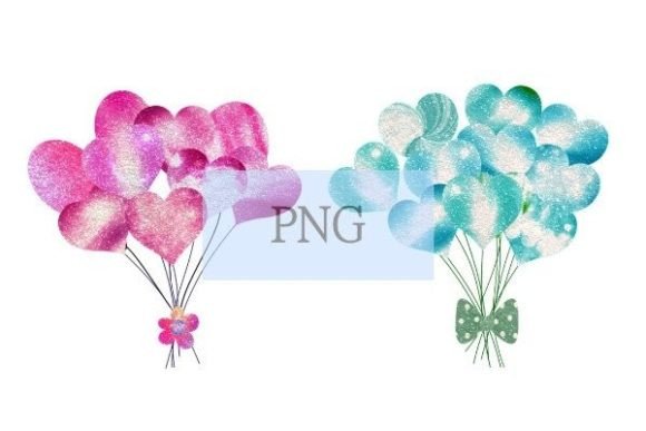 Download Glitter Balloons Pink Green Teal Png - Balloons Collection