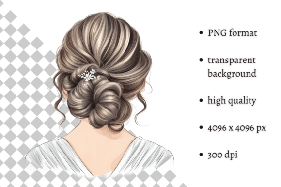 Download Watercolor Wedding Hairstyle Clipart - Wedding hairstyle Collection
