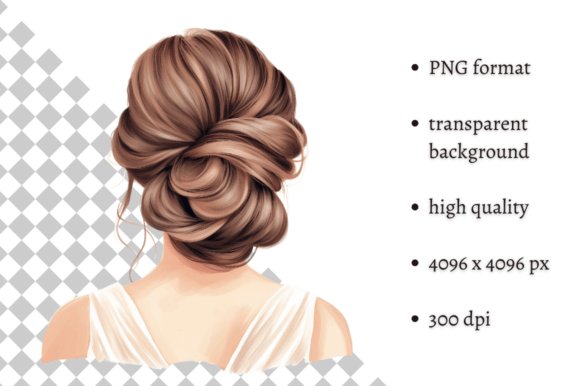 Download Watercolor Wedding Hairstyle Clipart - Wedding hairstyle Collection