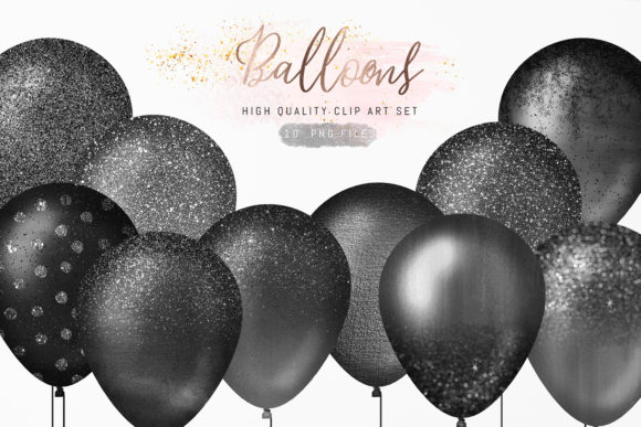 Download Black Glitter Sparkle Balloons Clipart - Balloons Collection