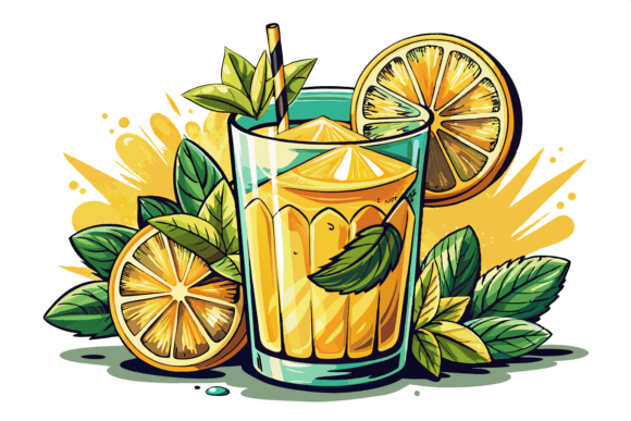 Download Summer Cocktail with Lemon Mint Clipart - Cocktail Collection