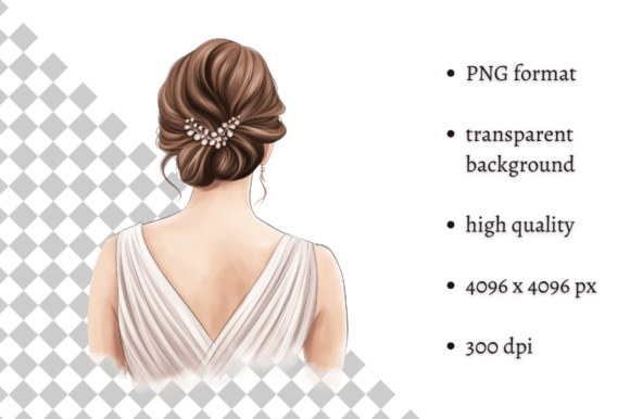 Download Watercolor Wedding Hairstyle Clipart - Wedding hairstyle Collection
