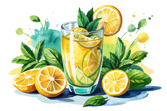 Download Summer Cocktail with Lemon Mint Clipart - Cocktail Collection