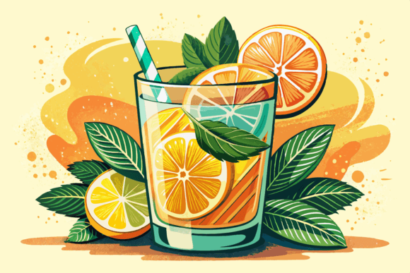 Download Summer Cocktail with Lemon Mint Clipart - Cocktail Collection