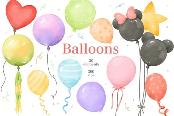 Download Watercolor Colorful Balloons Clipart - Balloons Collection