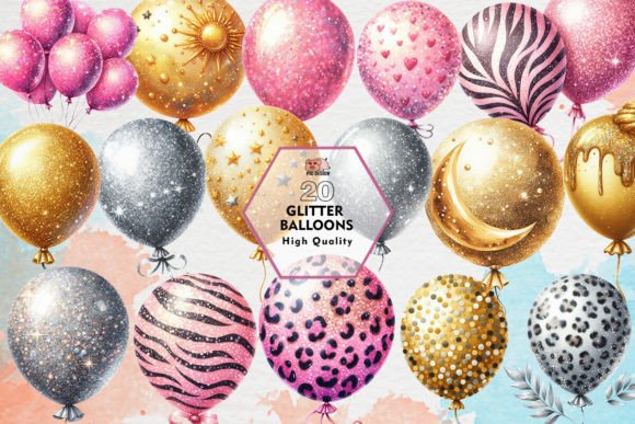 Download Glitter Balloons Sublimation Clipart PNG - Balloons Collection