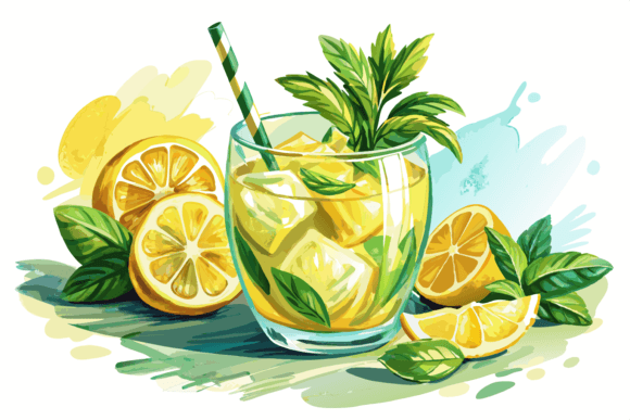 Download Summer Cocktail with Lemon Mint Clipart - Cocktail Collection