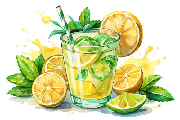Download Summer Cocktail with Lemon Mint Clipart - Cocktail Collection