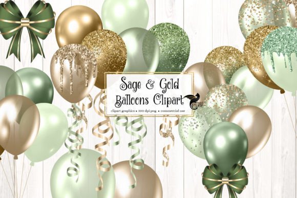 Download Sage and Gold Balloons Clipart - Balloons Collection